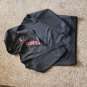 Guess Black Hoodie Sweater with Pink Logo